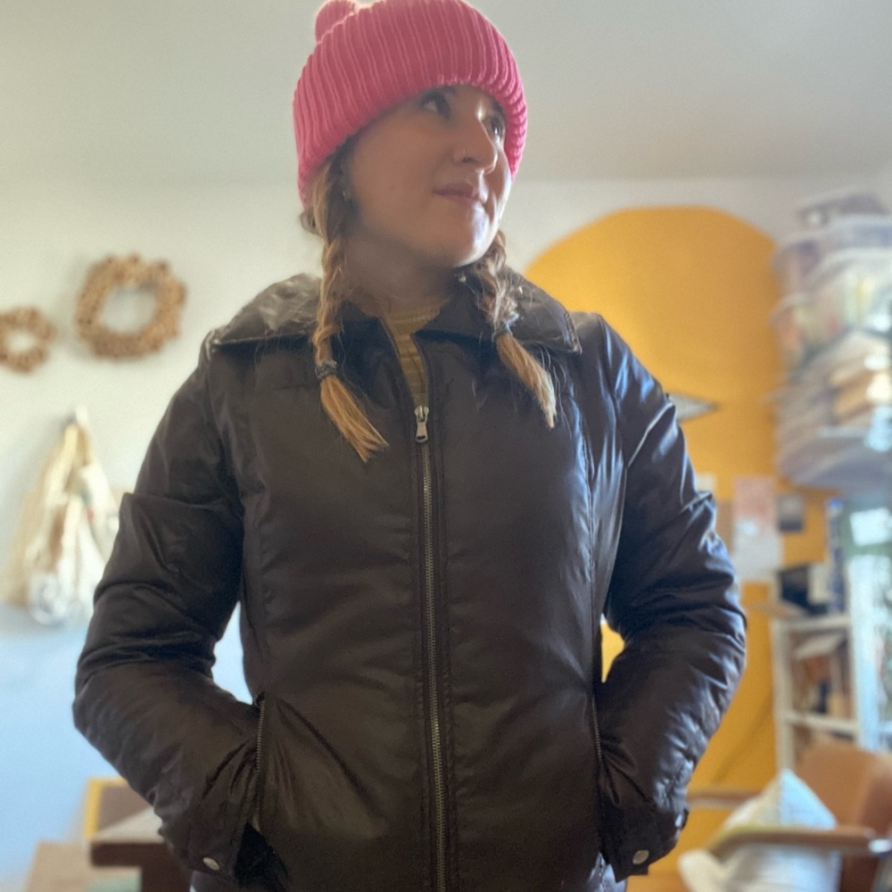 Vintage Cropped Down Ski Puffer Coat